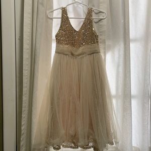 Girls Gold Sequin and Chiffon dress